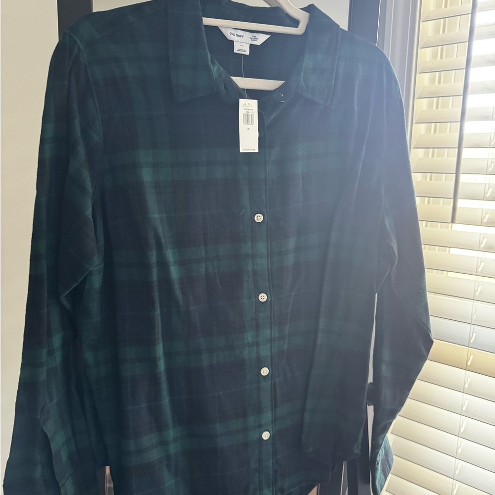 Old Navy Dark Green Plaid Men's Shirt